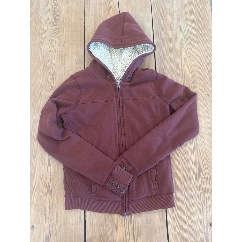 Ruehl No. 925 Sherpa Lined Zip Hoodie Jacket Burgundy Large Discontinued